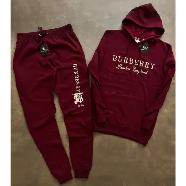 Burgundy Burberry Winter Tracksuit