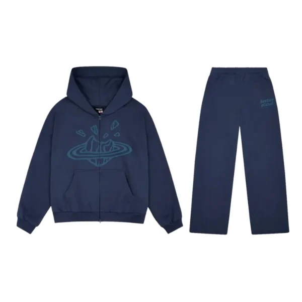 Deep Navy Broken Planet Zip-Up Tracksuit