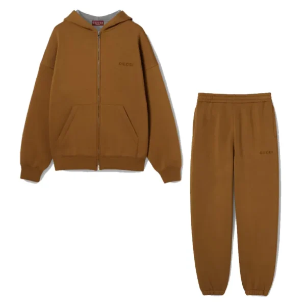 Brown Gucci Embroidered Jersey Tracksuit
